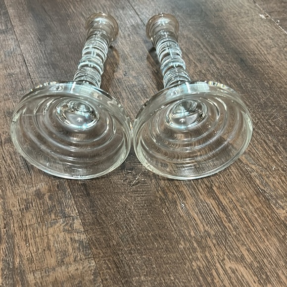 Vintage HOMCO USA Molded Clear Glass Candleholders - Set of 2 -Ribbed Pattern - Picture 6 of 9